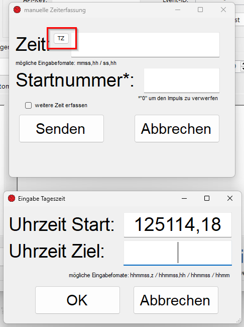 Tageszeiten eingeben