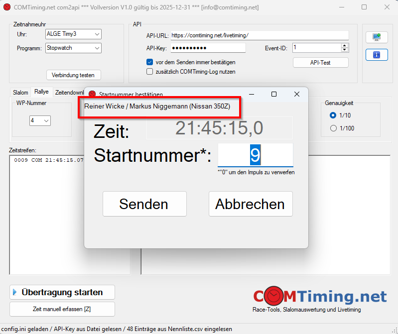 Nennliste Ausgabebeispiel