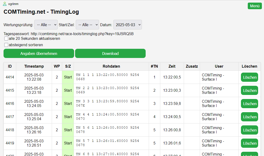 Timinglog