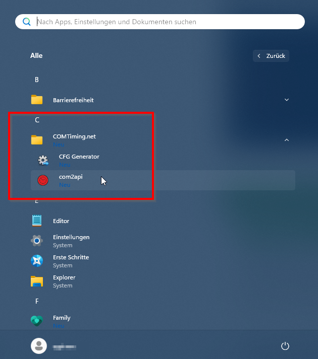 Windows Startmenü