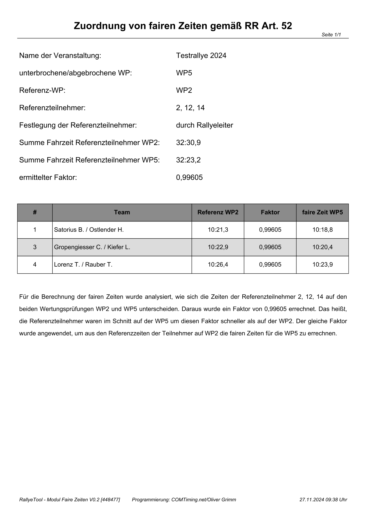 RallyeTools - Faire Zeiten